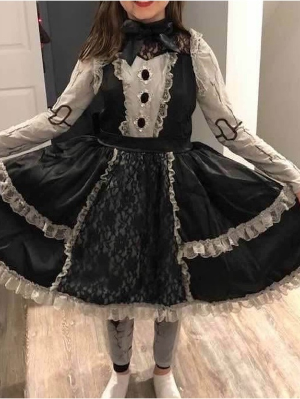 Spirit Black and Cream Lace Victorian Girls' Costume Dress
